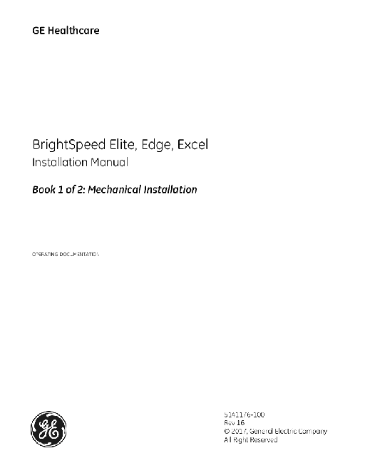 CT BrightSpeed Elite, Edge, Excel Installation Manual