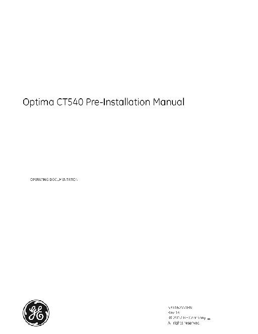 CT Optima540 Pre-Installation Manual