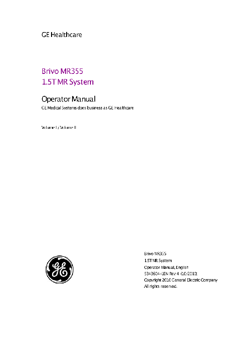 Brivo MR355 Operator Manual